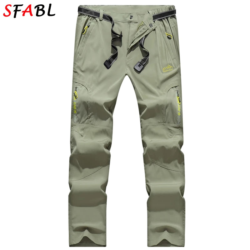 SFABL 5XL Summer Quick Dry Hiking Pants Men Stretch Waterproof Tactical Pants Zipper Pockets Trousers Lightweight Fishing Pants