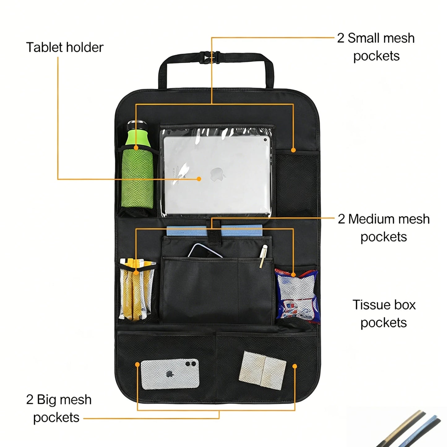 Back Seat Car Storage Box, Car Rear Seat, Car Seat Storage Box, Car Storage Bag, Car Seat Kick-Protection Cover Storage Bag