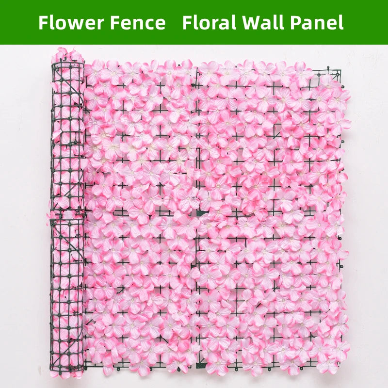 Artificial Flower Wall Panels 2x0.5m Flower Garden Fence Floral Hedge Wall Panels for Wedding Backdrop Garden Balcony Decor