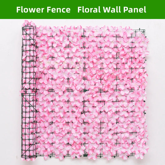 Artificial Flower Wall Panels 2x0.5m Flower Garden Fence Floral Hedge Wall Panels for Wedding Backdrop Garden Balcony Decor