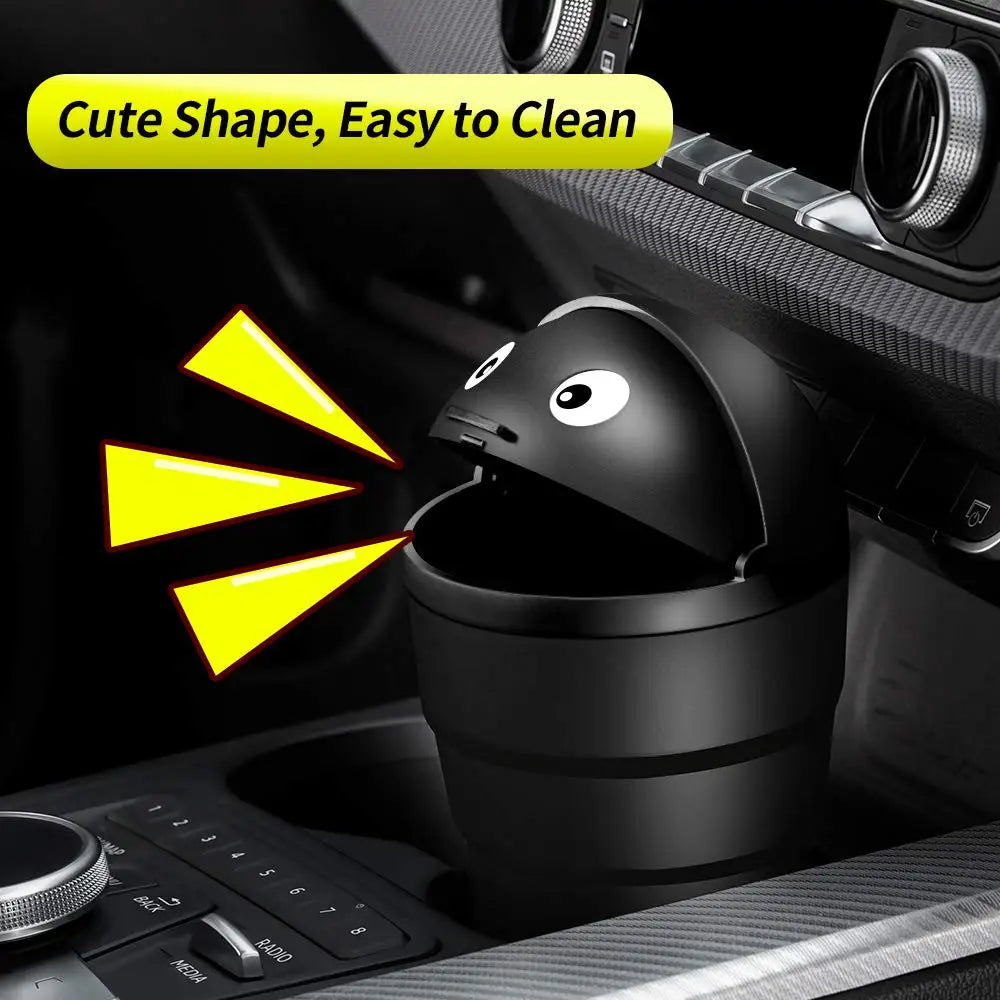 Universal Car Trash Can Auto Organizer Storage Box with Swing Lid Cute Mini Automotive Leakproof Vehicle Trash Bin for Car