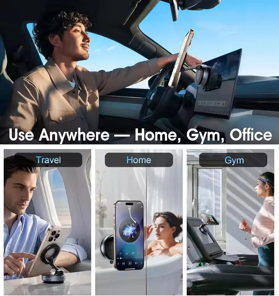 New Folding Strong Magnet Magnetic Phone Holder 360° Rotation Desk Car Vacuum Suction Windshield Dashboard Mobile Holder