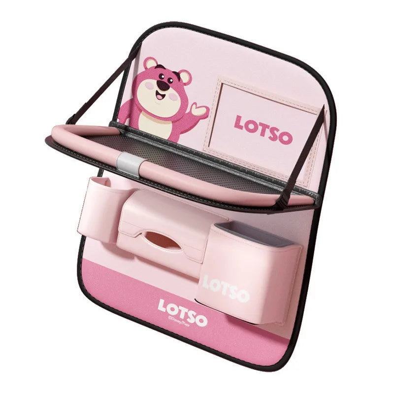 Strawberry Bear Lotso Multi-functional Car Seat Back Storage Rack Rear Seat Hanging Bag - Cute Animal Theme Car Organizer