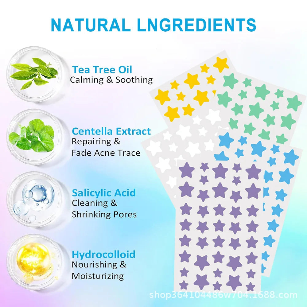 240 pieces of multi-color star acne patches, facial acne patches, concealer acne patches, and pimples patches, ultra-thin