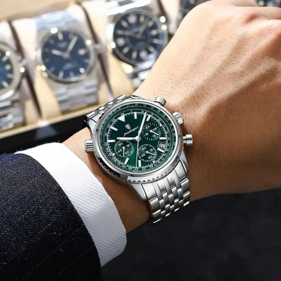 POEDAGAR Business Men's Wristwatch Waterproof Luminous Date Chronograph Luxury Man Watch Quartz Stainless Steel Watches For Men