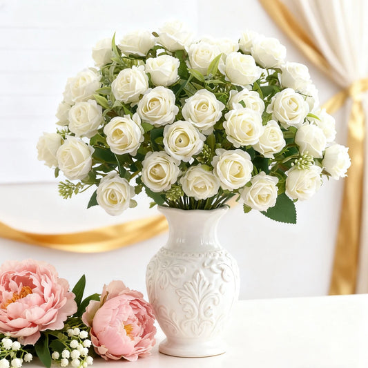 Artificial Flowers Ten Head Silk Rose Bundle Scrapbook Valentine's Wedding Outdoor Garden Party Room Vase Table Decora Diy Gifts