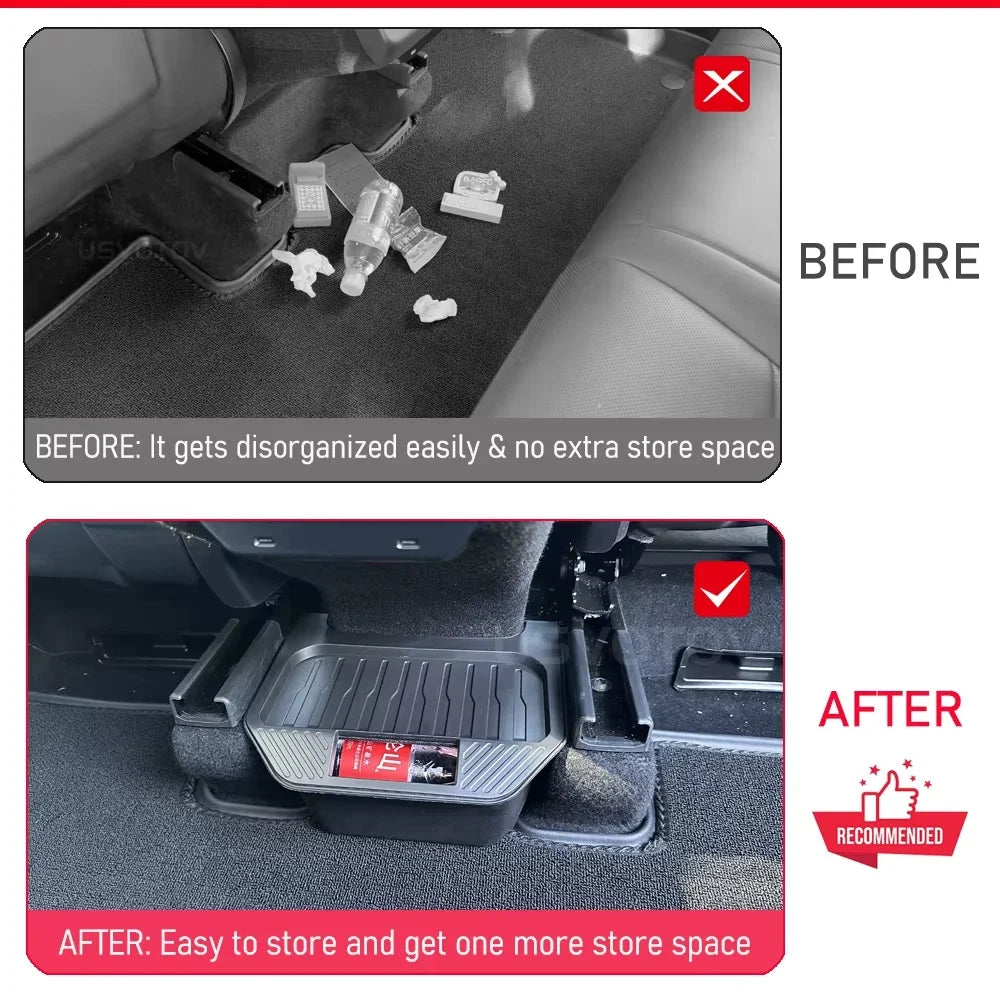 For Tesla Model Y 3 Highland Rear Seat Storage Box Center Console Bins Backseat Trash Can Garbage Bag Tray Accessories