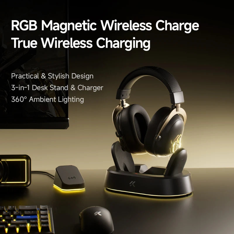 MCHOSE V9 Turbo + Professional Esports Gaming Headphones 60mm 7.1 Surround Sound Wireless Headset With RGB Magnetic Charging