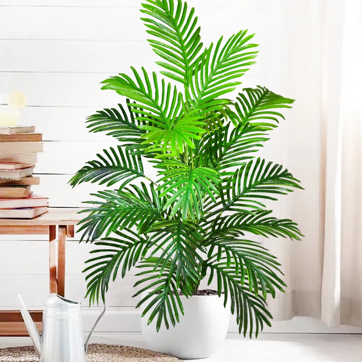 52-145cm  Artificial Palm Tree Tropical Fake Plant Green Plastic Palm Leaf Branches Suitable for Home Garden Decoration