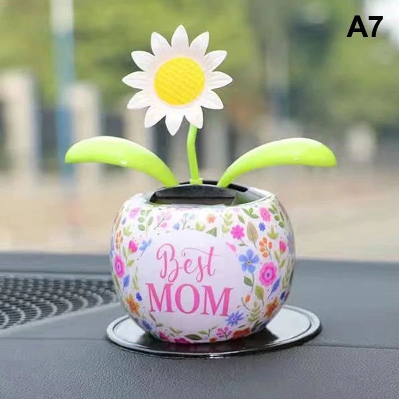 Car Ornament Solar Apple Flower Automatic Swing Sun Flower Bee Butterfly Love Beetle Car Decoration Accessories