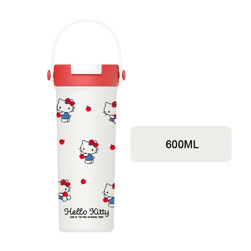X&W Cartoon Insulated Cup HelloKitty Red Apple Series Thermal Mug Keep Hot＆Cold Water Cup Portable Outdoor Travel/Camp Drinkware