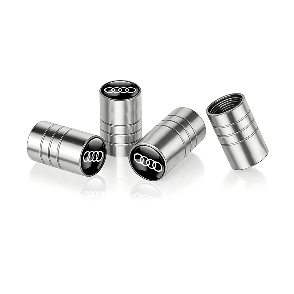 4pcs 3D Metal Car Wheel Tire Valve Air Stem Cap Covers for Audi A3 B5 B6 B7 B8 B9 8P 8V 8L A5 A4 C6 A6 RS Sline Q5 Q3 Q7 Quattro