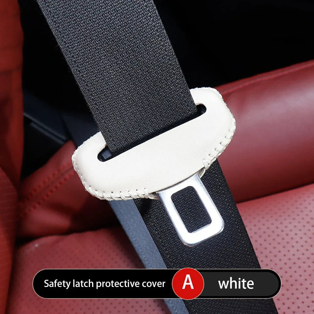 1PCS Universal Car Seat Belt Buckle Cover Protector Anti-collision Case PU Leather Protection Wear Car Interior Accessories