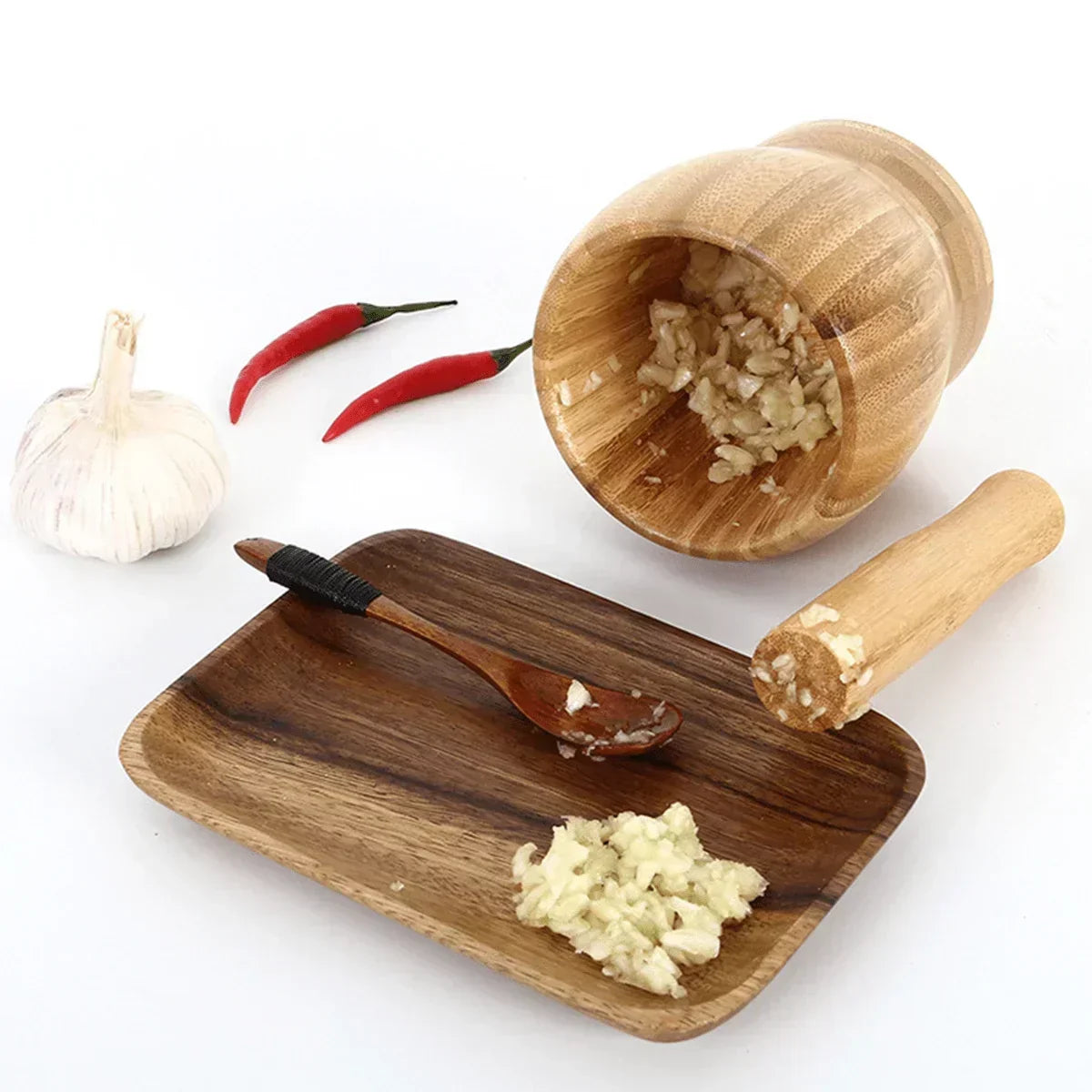 Leeseph Bamboo Mortar Set