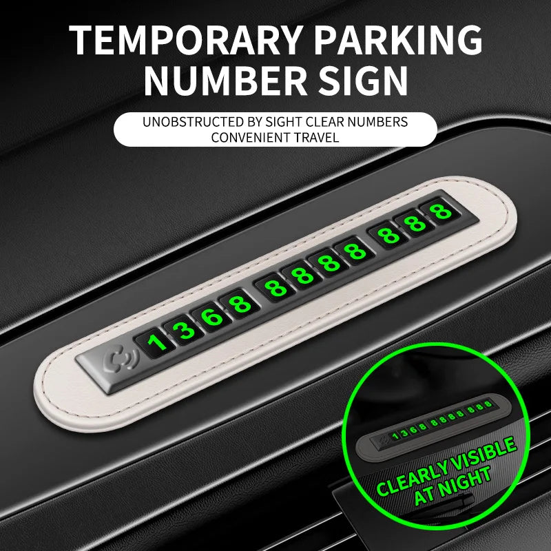 PU leather Car Phone Number Card Temporary Parking Card Plate Telephone Number Car Park Stop Automobile Accessories Car-styling