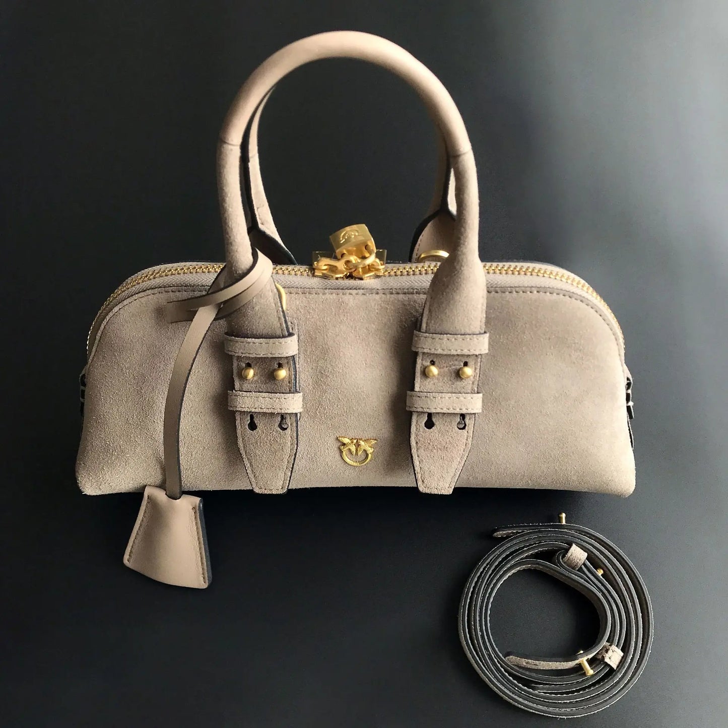 2026 Luxury Pinko‑Inspired Swallow Bowling Bag Top Grain Leather Women’s Minimalist High Quality Handbag