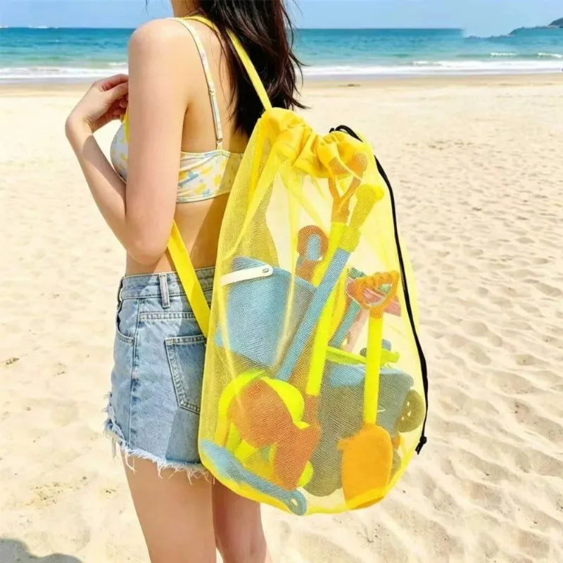 1PC Large Capacity Mesh Beach Toy Storage Bag Portable Breathable Foldable Storage Bag for Travel Outdoor Swimming Bag Organizer