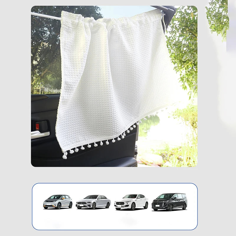 Car Sunshade Curtain, Fresh Style, Sun-Blocking Curtain for Sedan, Suction Cup Type, In-Car Sun Protection and Heat Insulation