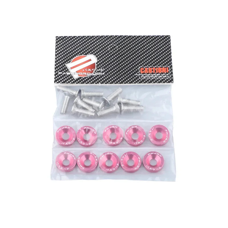 10PCS M6 JDM Car Modified Hex Fasteners Fender Washer Bumper Engine Concave Screws Fender Washer License Plate Bolts Car styling