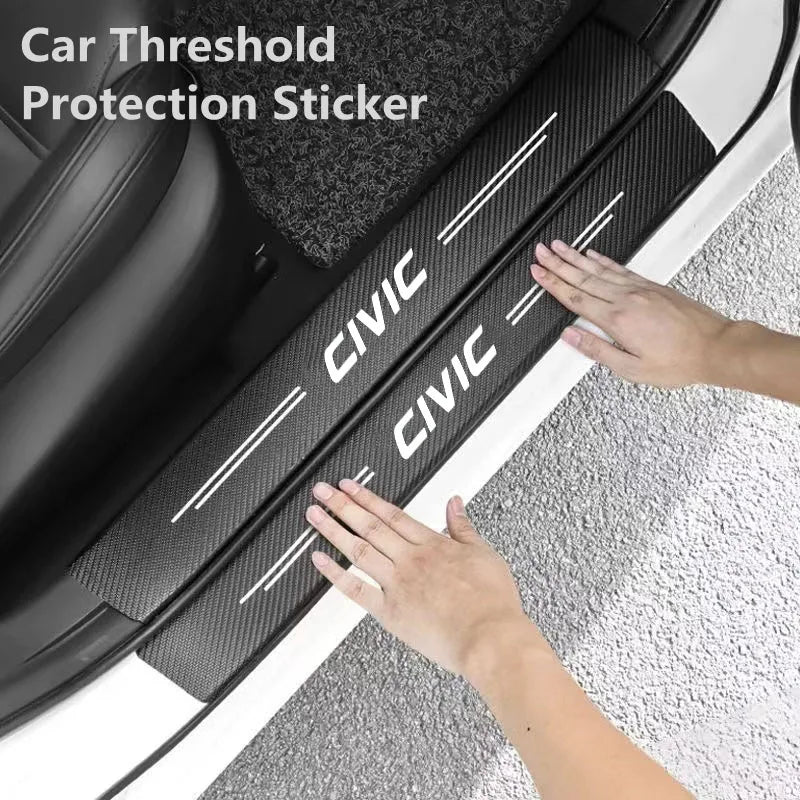 Carbon Fiber Car Door Threshold Sticker Auto Trunk Protective Strip for Honda CIVIC Logo 10th 11th 8th 2025 2023 Accessories