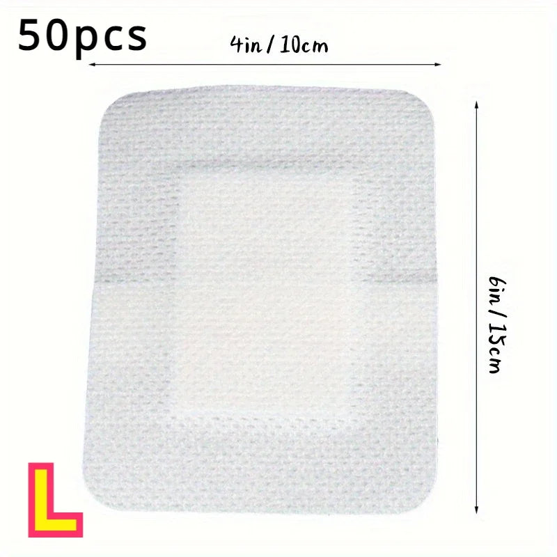 50pcs Large Size Hypoallergenic Non-woven Medical Adhesive Wound Dressing Band Aid Bandage Large Wound First Aid 6*7cm