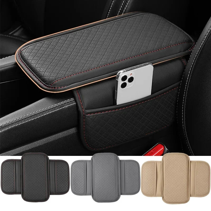 Universal Car Arm Rest Cushion PU Leather Breathable Center Console Box Cover Anti Scratch Armrest Box Protector Cover