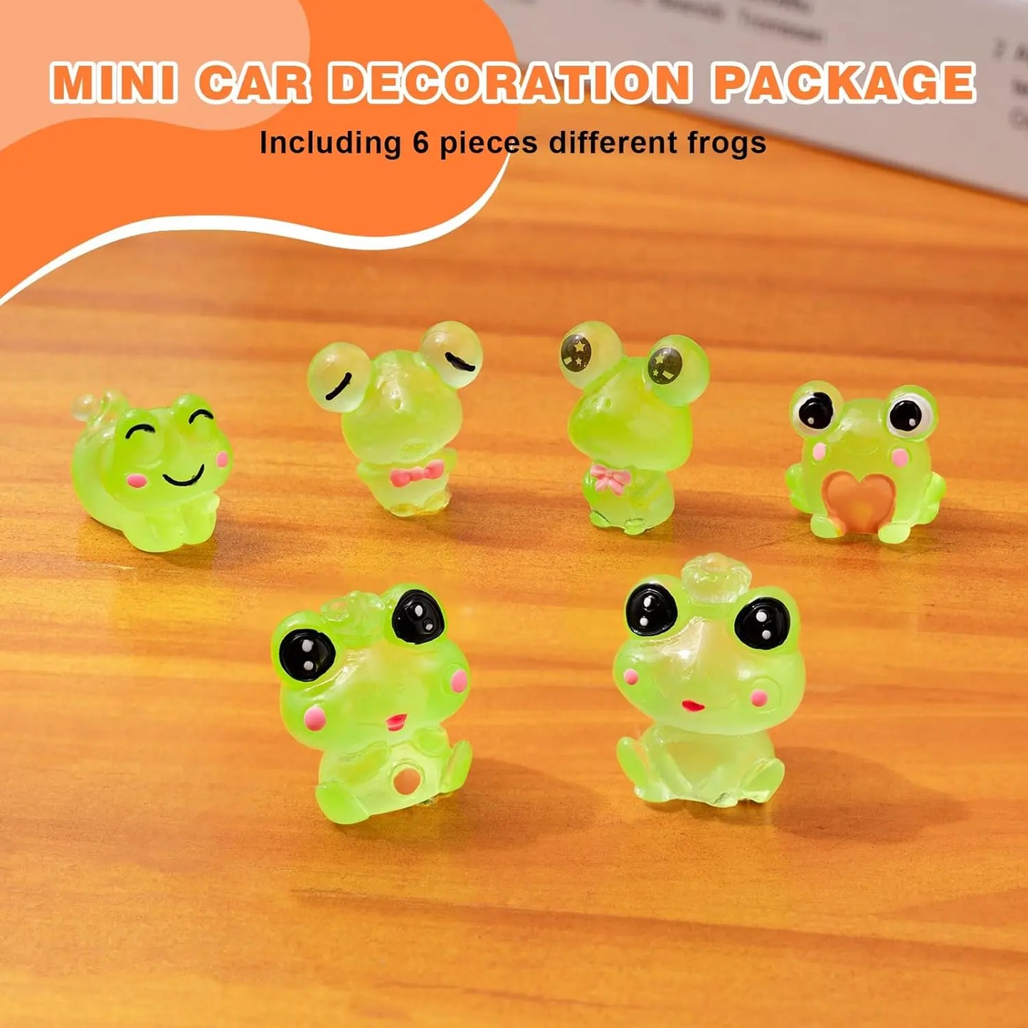 6PCS Fun Luminous Frog Car Dash Decorations Car Rear View Mirror Ornament Interior Accessories for Home Office