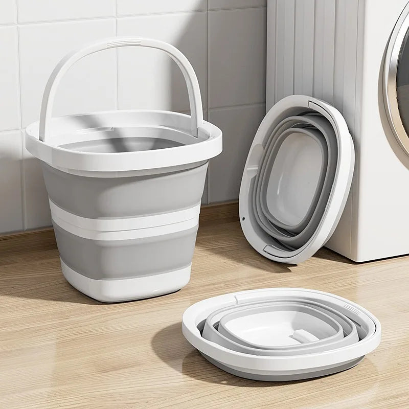 Folding bucket household large-capacity portable foldable plastic shrink bucket with handle student dormitory foot bath bucket