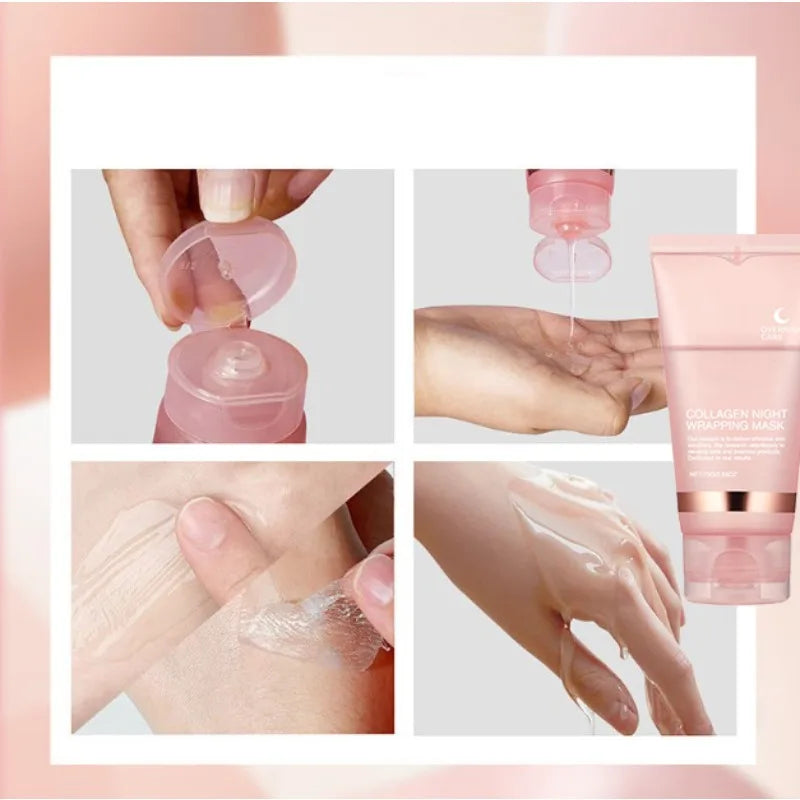 Collagen Peel-off Mask Night Wrapping Facial Mask Deeply Moisturizing Hydrating Firming Skin Facial Mask Daily Face Skin Care