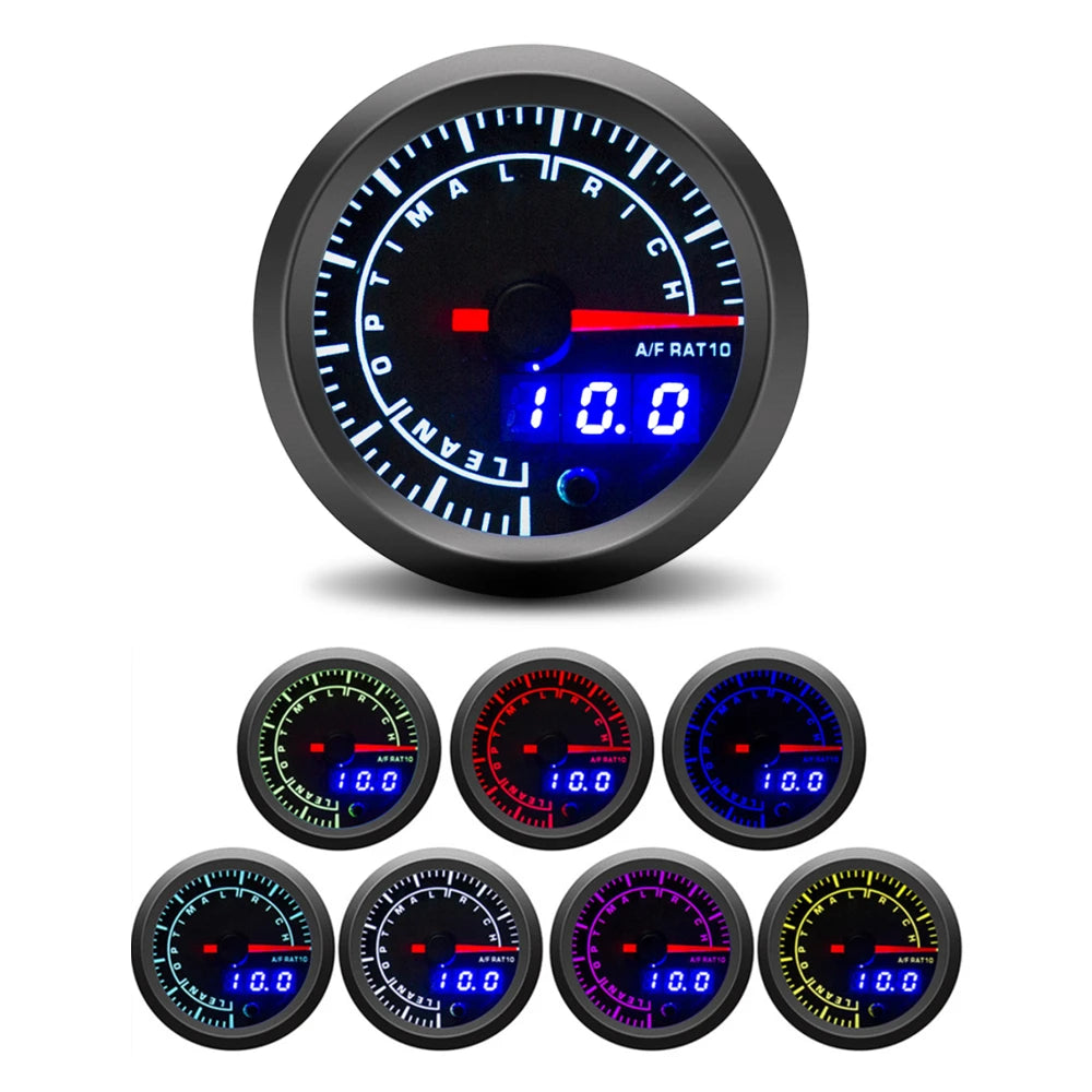 52mm Tachometer PRM Boost Gauge Water Temp Oil Temp Oil Press Voltmeter EGT Gauge AFR Gauge 7 Colors LED Dual Display Car Gauge