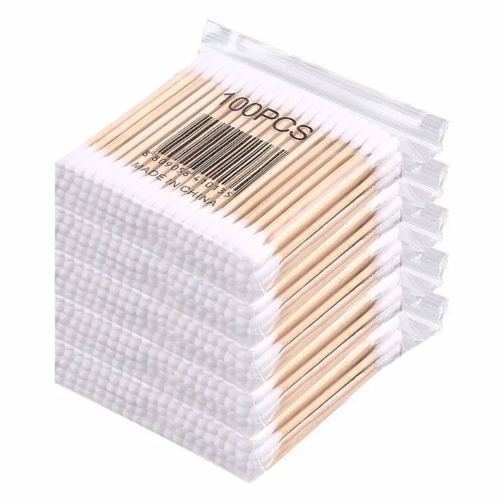 100/300/500/1000pcs Double Head Cotton Swab Women Makeup Cotton Buds Tip for Wood Sticks Nose Ears Cleaning Health Care Tools