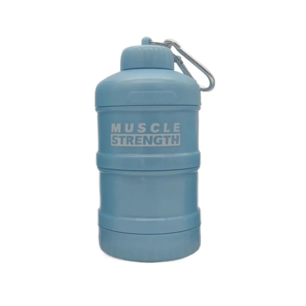 High Quality Plastic Protein Powder Box with Mountaineering Buckle Funnel Fitness Supplement Bottle Portable Medicine Box