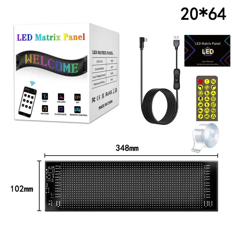 Led Eyes For Truck Led Matrix Panel RGB LED Car Panel DIY Programmable Bluetooth App Control Scrolling  Light