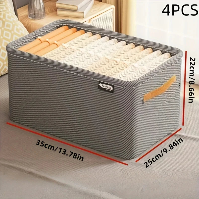 4pcs Clothes Organizer Trousers Clothes Storage Box Closet Storage Organizer Folding Clothes Pant Wardrobe Drawer Toys Organizer