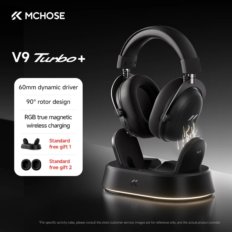 MCHOSE V9 Turbo + Professional Esports Gaming Headphones 60mm 7.1 Surround Sound Wireless Headset With RGB Magnetic Charging
