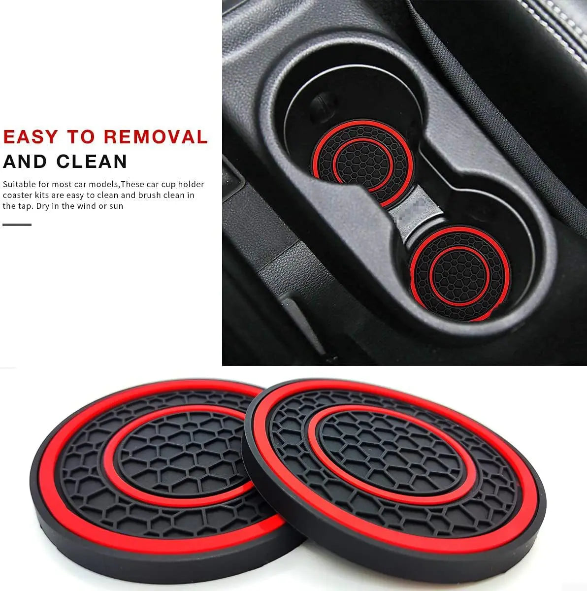 2pcs Non-slip Car Water Cup Pad For Tesla And SUV Sedan Rubber Mat For Bottle Holder Coaster Auto Interior Anti-skid Cup Holders