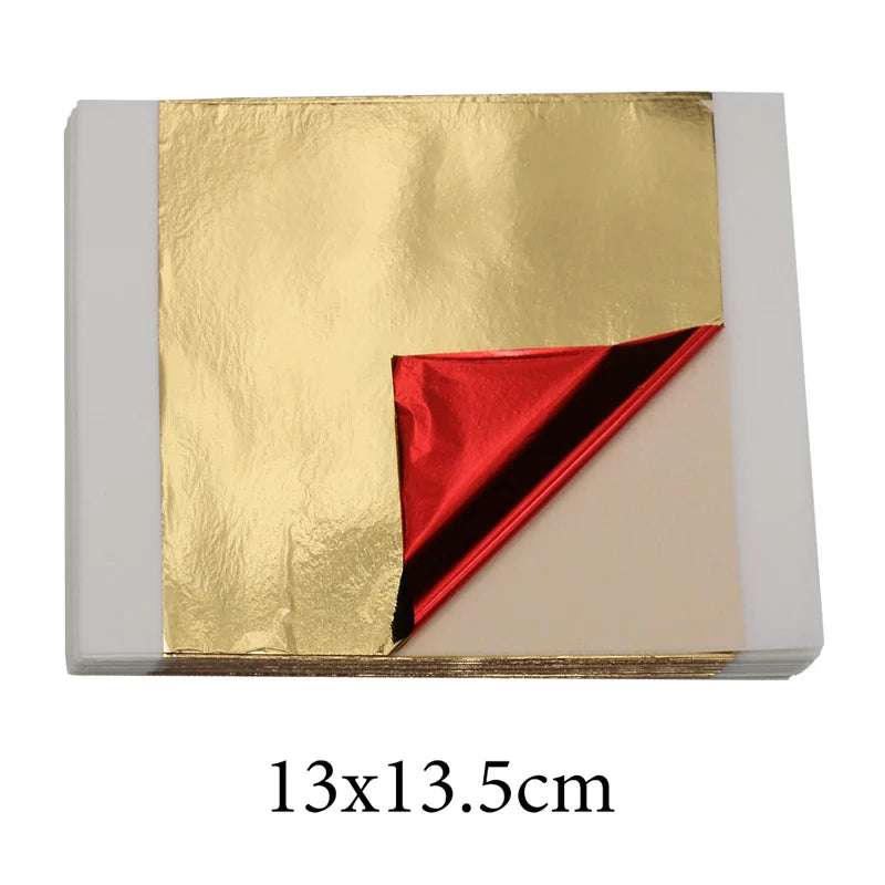 13x13.5cm Champagne Silver Foil Paper Gold Leaf Sheets in Arts Furniture Nail Decorations Paintings Gilding 100pcs Craft Paper