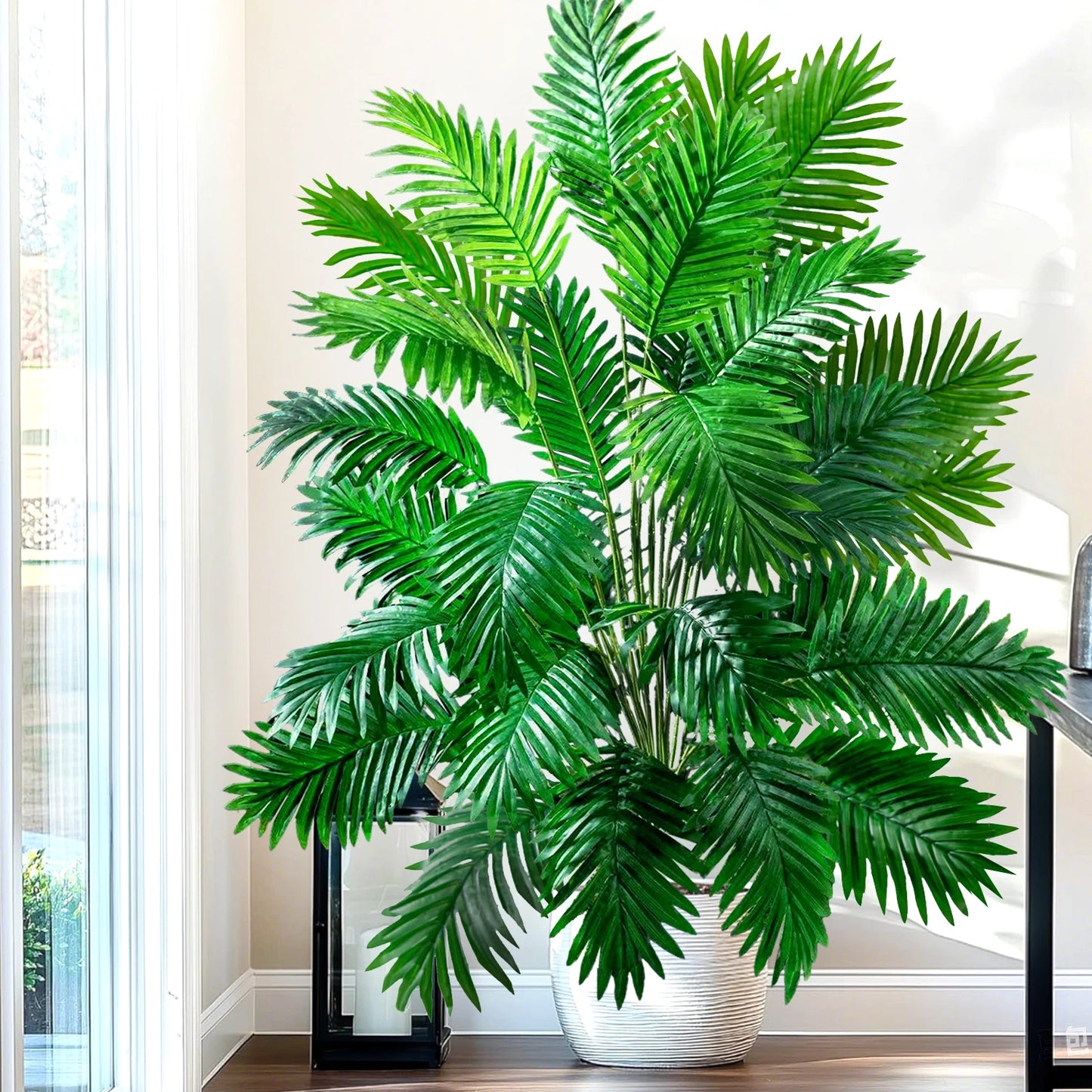 52-145cm  Artificial Palm Tree Tropical Fake Plant Green Plastic Palm Leaf Branches Suitable for Home Garden Decoration