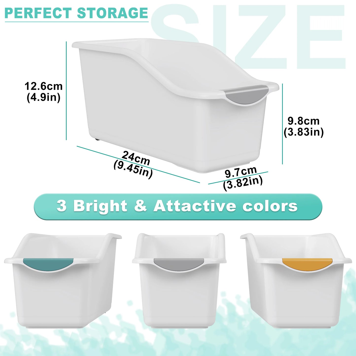 2pcs Curved Design Storage Boxes - Heavy-Duty Plastic Organizer, White Space-Saving Container for Under Sink, Pantry & Cabinet