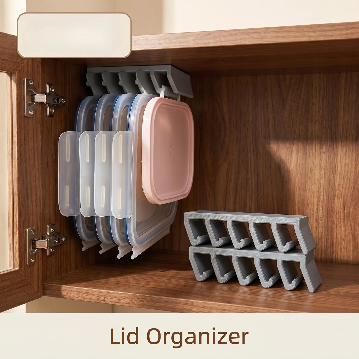 Space Saving Under Cabinet Lid Storage Rack Wall Mount Multi-Slot Sturdy Holder For Kitchen Sturdy  Container Lids Holder