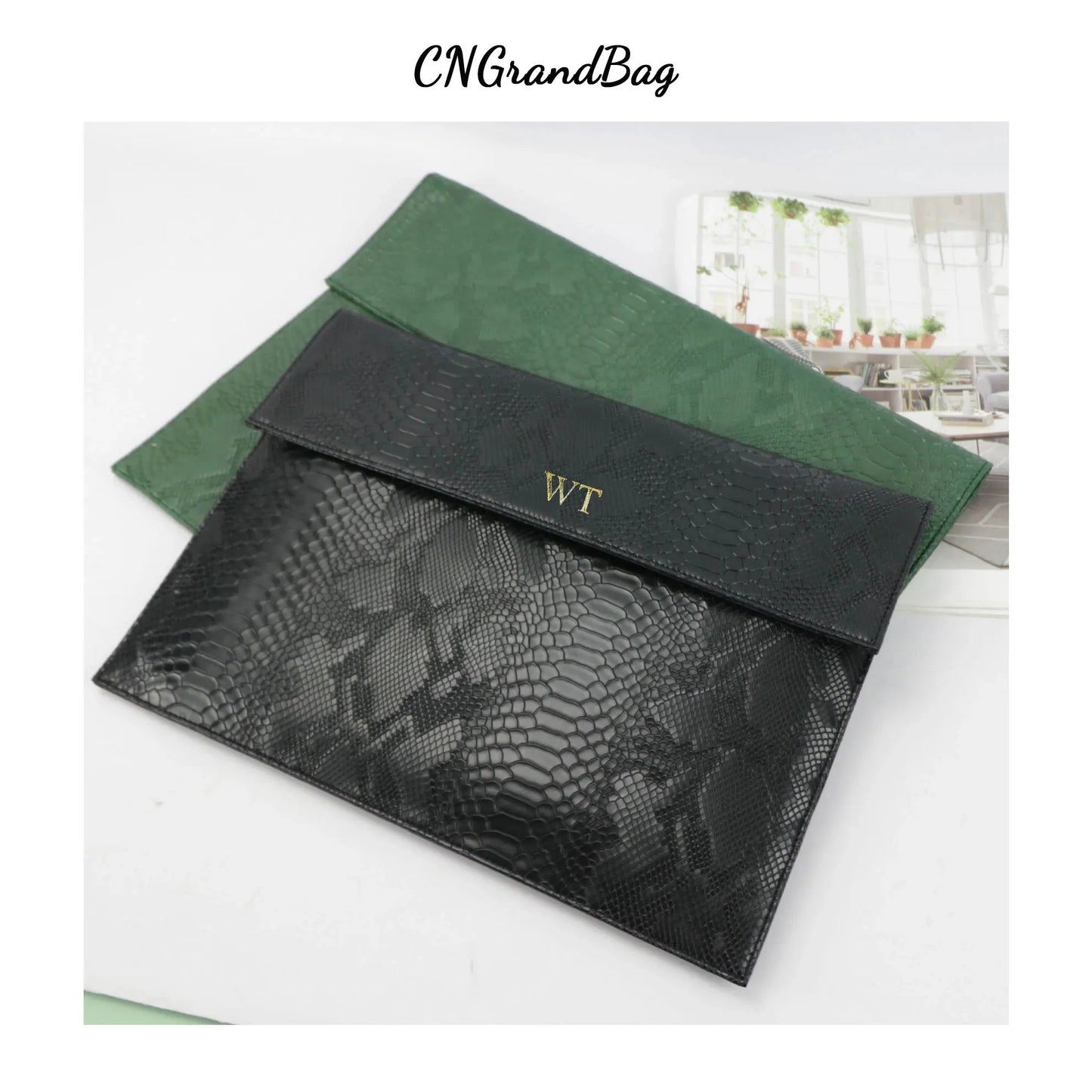 Customized PU Leather Laptop Sleeve for Macbook 13" Air Pro Retina Unisex Computer Bag For Macbook Snake Pouch Bag