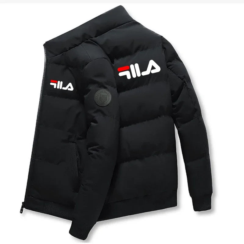 Fashion autumn and winter short men's thick warm coat, outdoor windproof new zipper printed men's casual jacket M-5XL