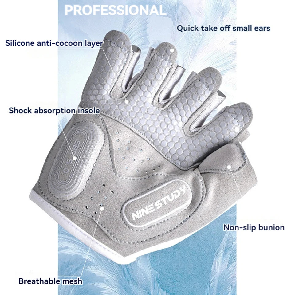 1 Pair Gym Body Building Training Fitness Gloves Sports Weight Lifting Exercise Slip-Resistant Gloves for Women Men Yoga Gloves