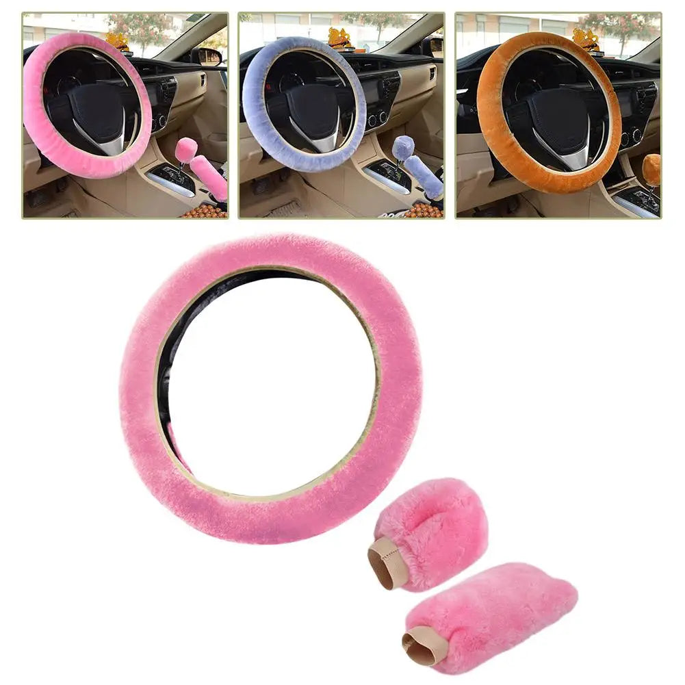 Super Soft Plush Car Steering Wheel Cover Universal Steering-Wheel On Auto The Faux 37/38cm Handlebar Fur Warm K4I7