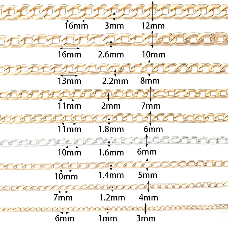 5 Yards/Roll Aluminum Chain Gold Silver Color O-Shaped Twist Cross Metal Chain For Jewelry Making DIY Necklace Bracelet Supplies