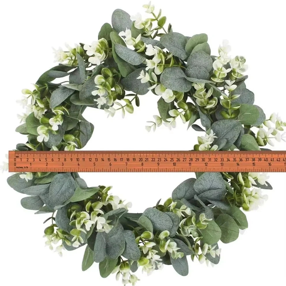 1 Pc Artificial Plant Eucalyptus Wreath Door Knocker Green Leaf Round Home DIY Decoration Holiday Party Hanging Porch Windowsill
