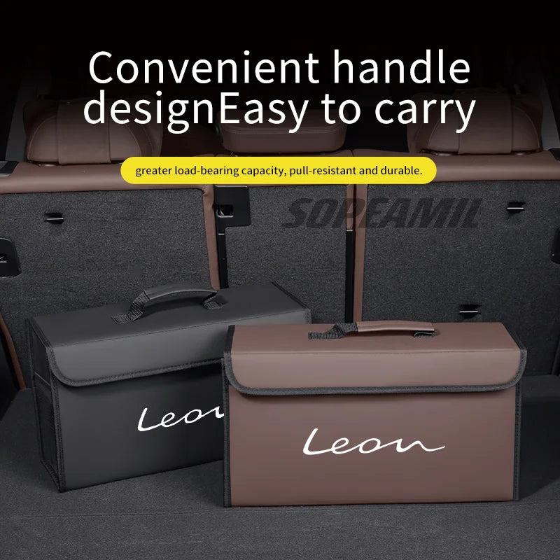 Car Carbon Fiber Trunk Storage Box Organizer Large Capacity Foldable Stowing Tidying Bag Seat FR Leon MK2 MK3 MK4 5f Ateca IBIZA