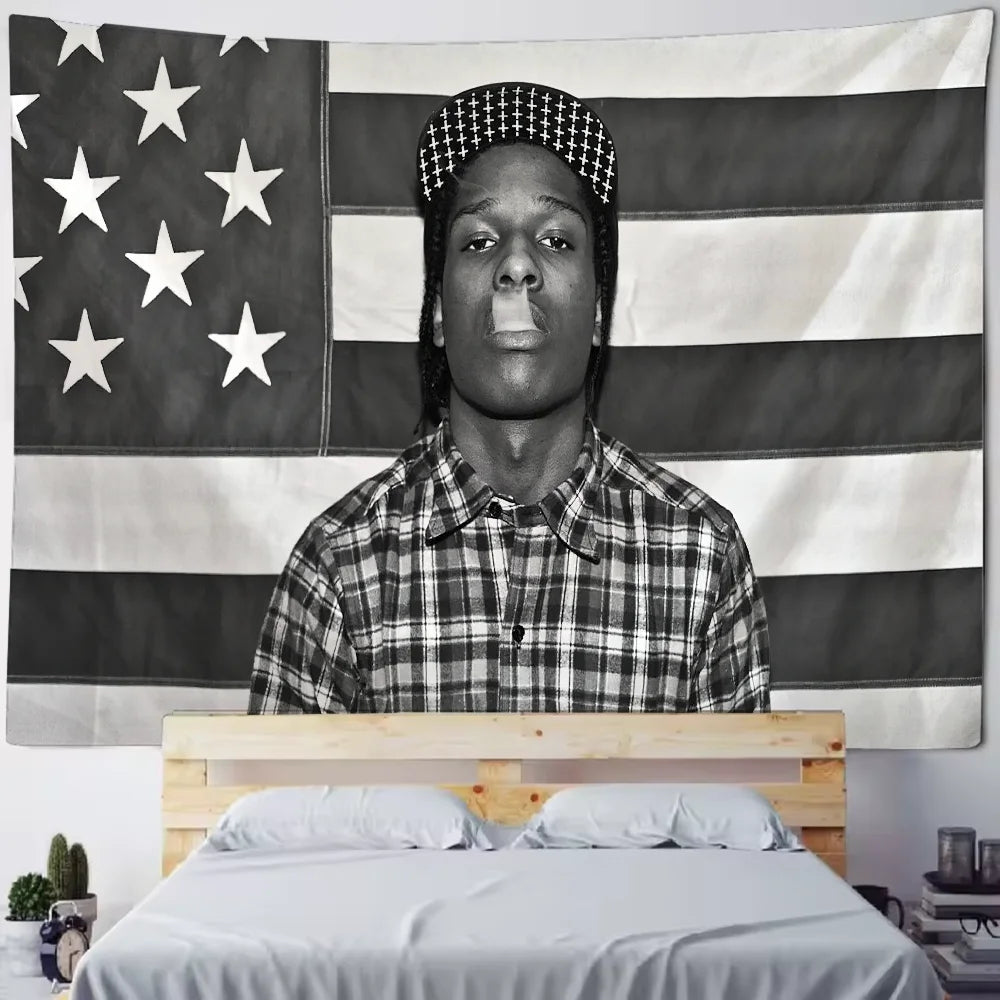 Rapper A-Asap R-Rocky Testing Tapestry Background Hanging Cloth Bedroom Room Decor Aesthetic Tapestry Wall Party