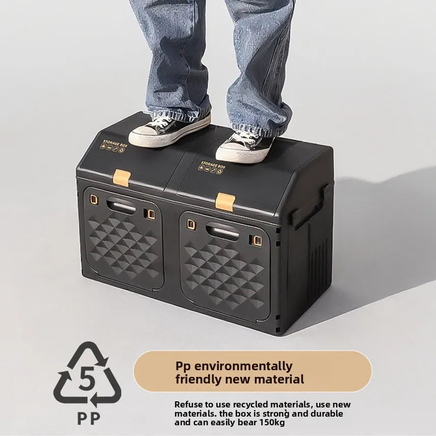 Car Trunk Storage Box, Vehicle Tail Box Organizer, Outdoor Camping Foldable Miscellaneous Box With Layered Shoe Compartment