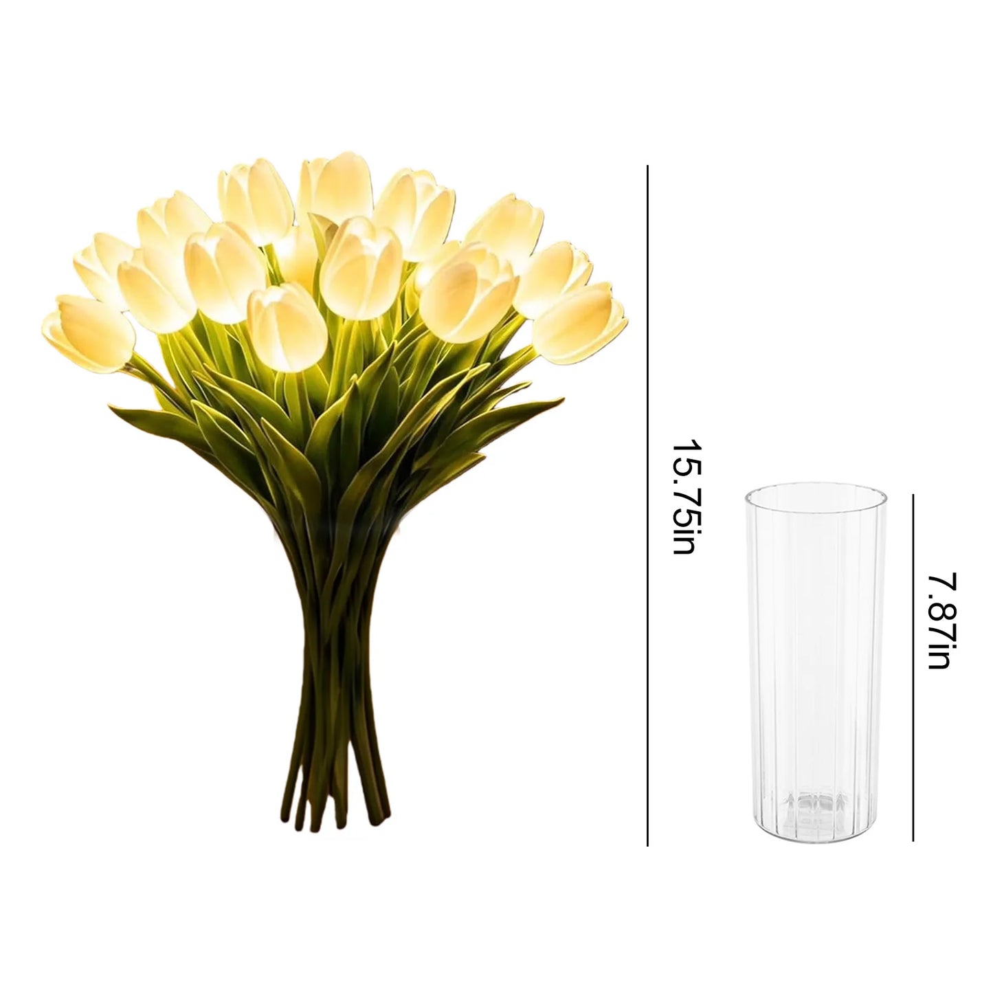 10/15pcs LED Lighted Artificial Flowers Tulip Lamp with Vase Tulip Desk LED Night Light for Valentines Day Gift